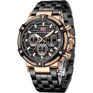 NEW Mens Black/Gold/ Business Casual Luxury Watch